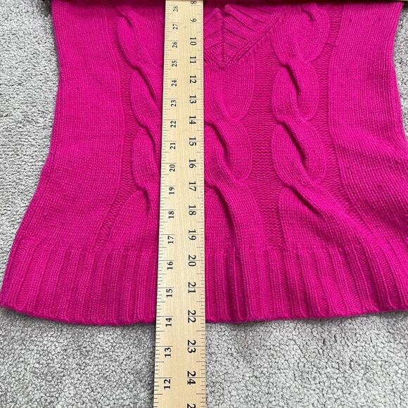 J. Crew Wool Cashmere Cable Knit Sweater Womens Small Hot Pink V-Neck Pullover - Picture 6 of 14